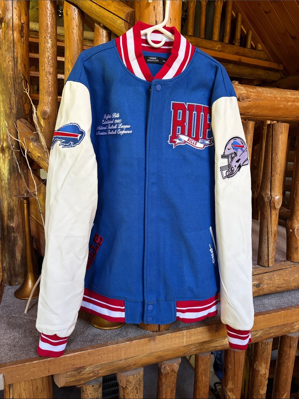 Buffalo Bills Blue and White Varsity Bomber Jacket